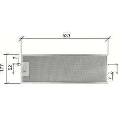 Filtre métallique Alapure compatible avec Whirlpool 481248058305 533 x 177 x 10 mm