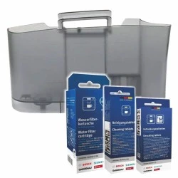 Kit d'entretien Bosch pour machine à café : réservoir d'eau + filtre à eau + détartrant + nettoyant 11010303