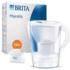 Carafe filtrante Brita Marella Cool 2,4 L + 12 cartouches filtrantes Maxtra Pro All-in-1, blanc