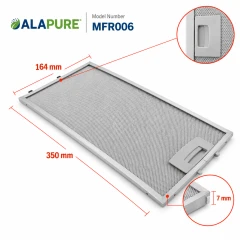 Filtre métallique Alapure compatible avec Neff 435204 / 00435204 350 x 165 mm