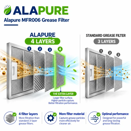 Filtre métallique Alapure compatible avec Gaggenau 435204 / 00435204 350 x 165 mm