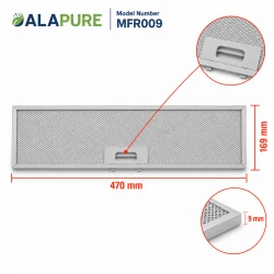 Filtre métallique Alapure compatible avec Candy/Hoover 49036199 470 x 169 x 9 mm