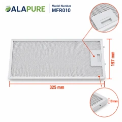 Filtre métallique Alapure compatible avec le modèle AEG 4055101697, 325 x 197 x 10 mm