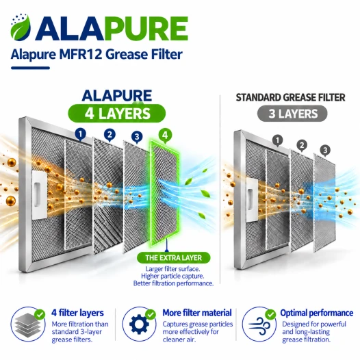 Filtre métallique Alapure compatible avec le modèle Faber 1330071330, 300 x 252 x 9 mm