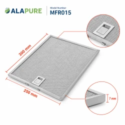 Filtre métallique Alapure compatible avec le modèle AEG 4055110128, 300 x 250 x 7 mm