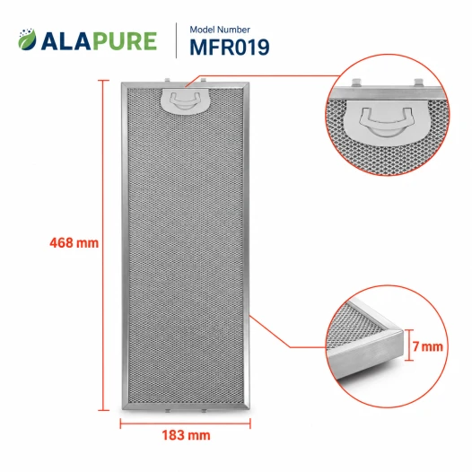 Filtre métallique Alapure compatible avec l'Etna 401468 / 89001193 468 x 183 x 7 mm