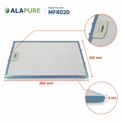 Filtre métallique Alapure compatible avec l'Etna 453284 / 89000754 384 x 282 x 6 mm