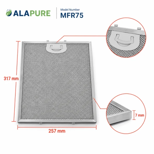 Filtre métallique Alapure compatible avec Candy 49010998 318 x 256 x 8 mm