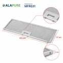 Filtre métallique Alapure compatible avec Whirlpool 453 x 147 mm 481248058288