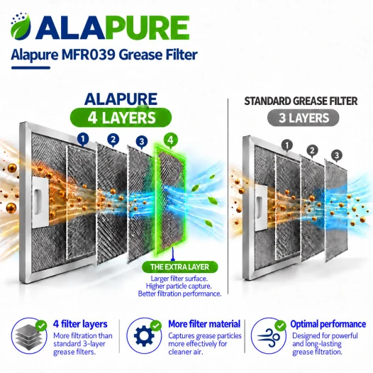 Filtre métallique Alapure compatible avec le modèle Klarstein 10034872, 230 x 257 mm