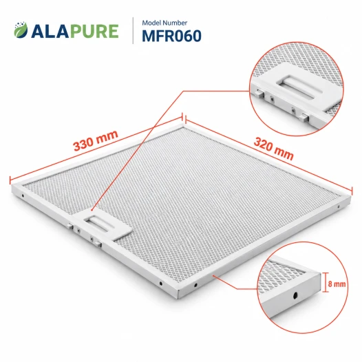 Filtre métallique Alapure compatible avec Neff 362381 / 00362381 320 x 330 mm