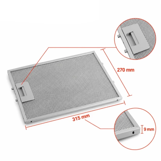 Filtre métallique Novy 508-9008 / 6200020 315 x 270 x 9 mm
