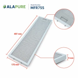 Filtre métallique Alapure compatible avec le modèle AEG 50287156009, 497 x 170 mm