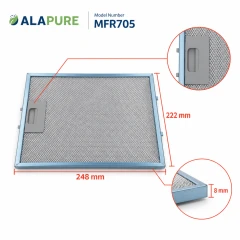 Filtre métallique Alapure compatible avec Elica GF04MC 248 x 222 mm