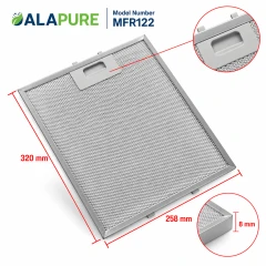 Filtre métallique Alapure compatible avec le modèle Etna 127036, 320 x 258 x 8 mm