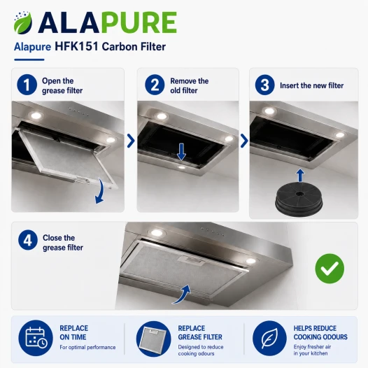 Filtre à charbon Alapure compatible avec la hotte aspirante Hisense 431659 / D180
