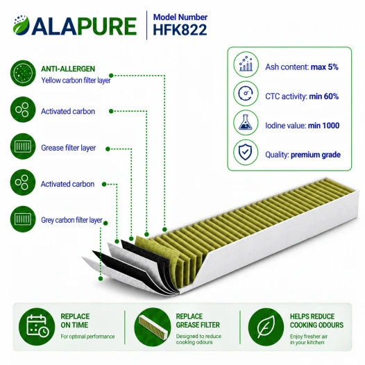 Filtre Alapure CleanAir compatible avec le modèle Bosch HEZ381700 / 17000822