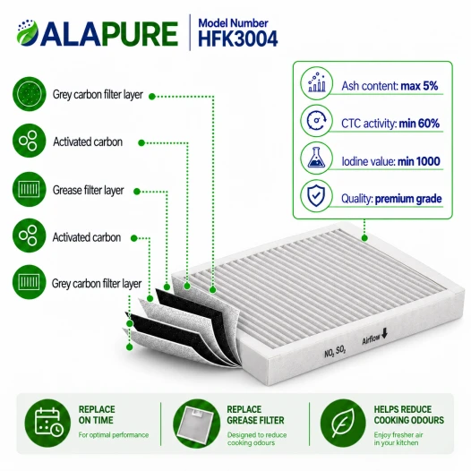 Filtre à odeurs et particules fines Alapure compatible avec l'Atag HF3004