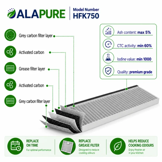 Filtre à charbon Alapure CleanAir compatible avec Siemens 17006774 / LZ16IBB14