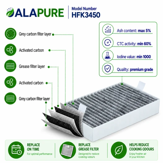 Alapure HFK3450 Compatible avec le filtre à charbon Miele DKF31-P