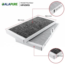 Filtre anti-odeurs et anti-particules fines Alapure, compatible avec le Pelgrim HF3015 (2 pièces)