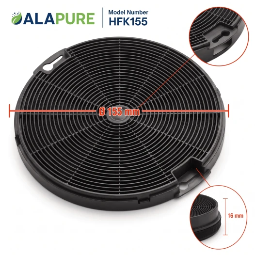 Filtre à charbon Alapure compatible avec Pelgrim KF27 / 724648 / ACC931 (lot de 2)