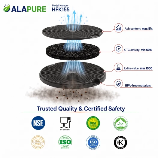 Filtre à charbon Alapure compatible avec Pelgrim KF27 / 724648 / ACC931 (lot de 2)