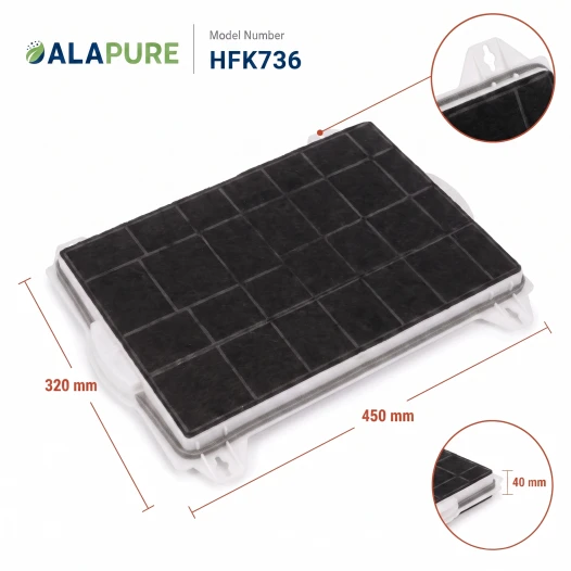 Filtre à charbon Alapure compatible avec le modèle Constructa 00460736 / 460736