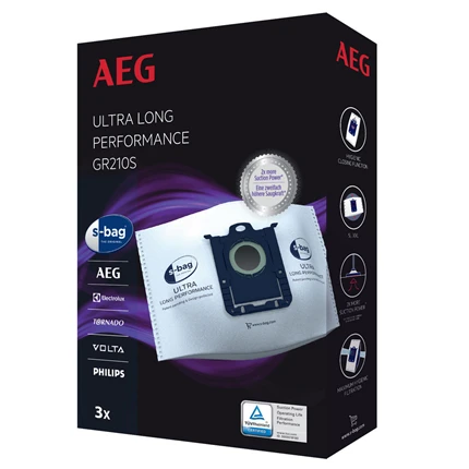 Sacs pour aspirateur AEG GR210s / 9001684779 s-bag Ultra Long Performance, lot de 3