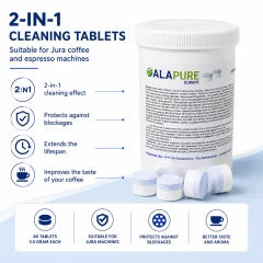 Pastilles de nettoyage Alapure compatibles avec les modèles Jura 62715 / 62535 2-en-1 (80 pièces)