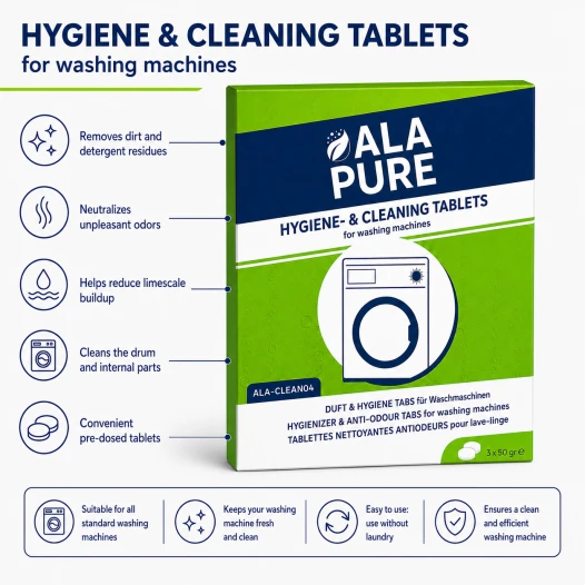 Nettoyant et désodorisant Alapure compatible avec le WPRO AFR301 / 484000001180 / 484000008427 / Powerfresh pour lave-linge / DAFR108